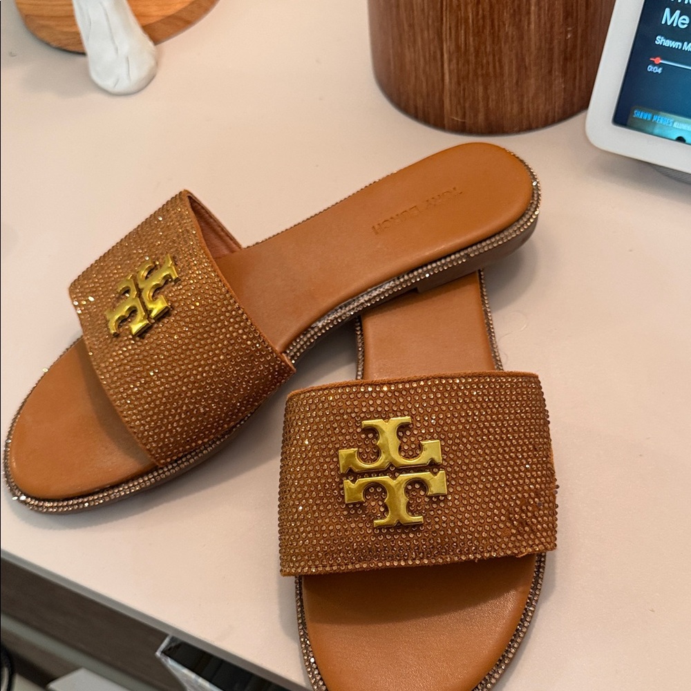 Cognac Slide Sandals